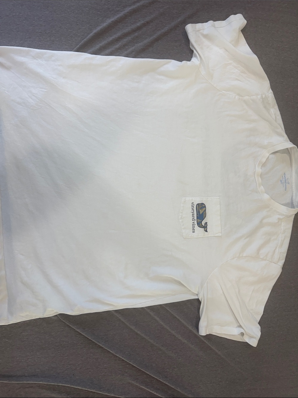Vineyard Vines White Short-Sleeve Pocket Tee with Blue Whale Patch
